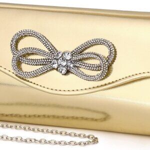 Stylish Gold Clutch Purse with Satin Lining - Radiant Finish for All Occasions